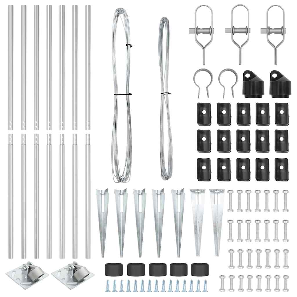 vidaXL Ground Spike Fence Post 7 pcs Silver Powder-Coated Steel 5