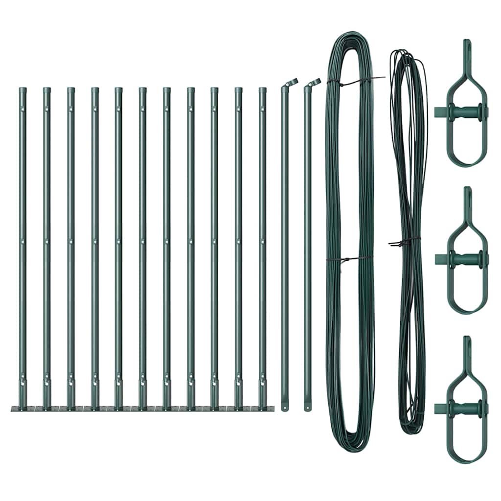 vidaXL Fence Post with Concrete Base 13 pcs Green Powder-Coated Steel 2