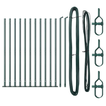 vidaXL Fence Post with Concrete Base 13 pcs Green Powder-Coated Steel 2