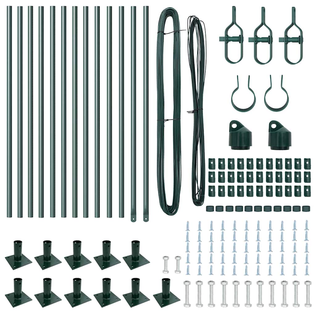 vidaXL Fence Post with Concrete Base 13 pcs Green Powder-Coated Steel 5