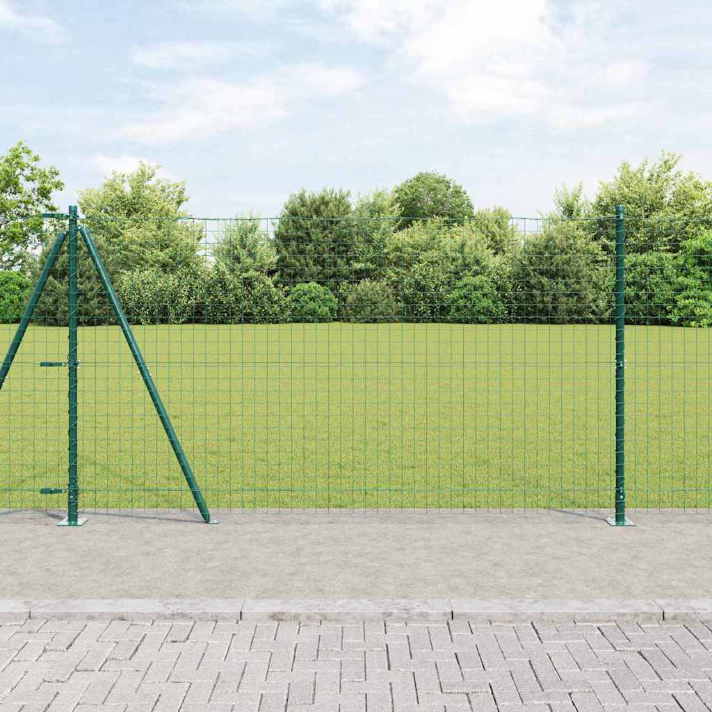 vidaXL Fence Post with Concrete Base 13 pcs Green Powder-Coated Steel 1