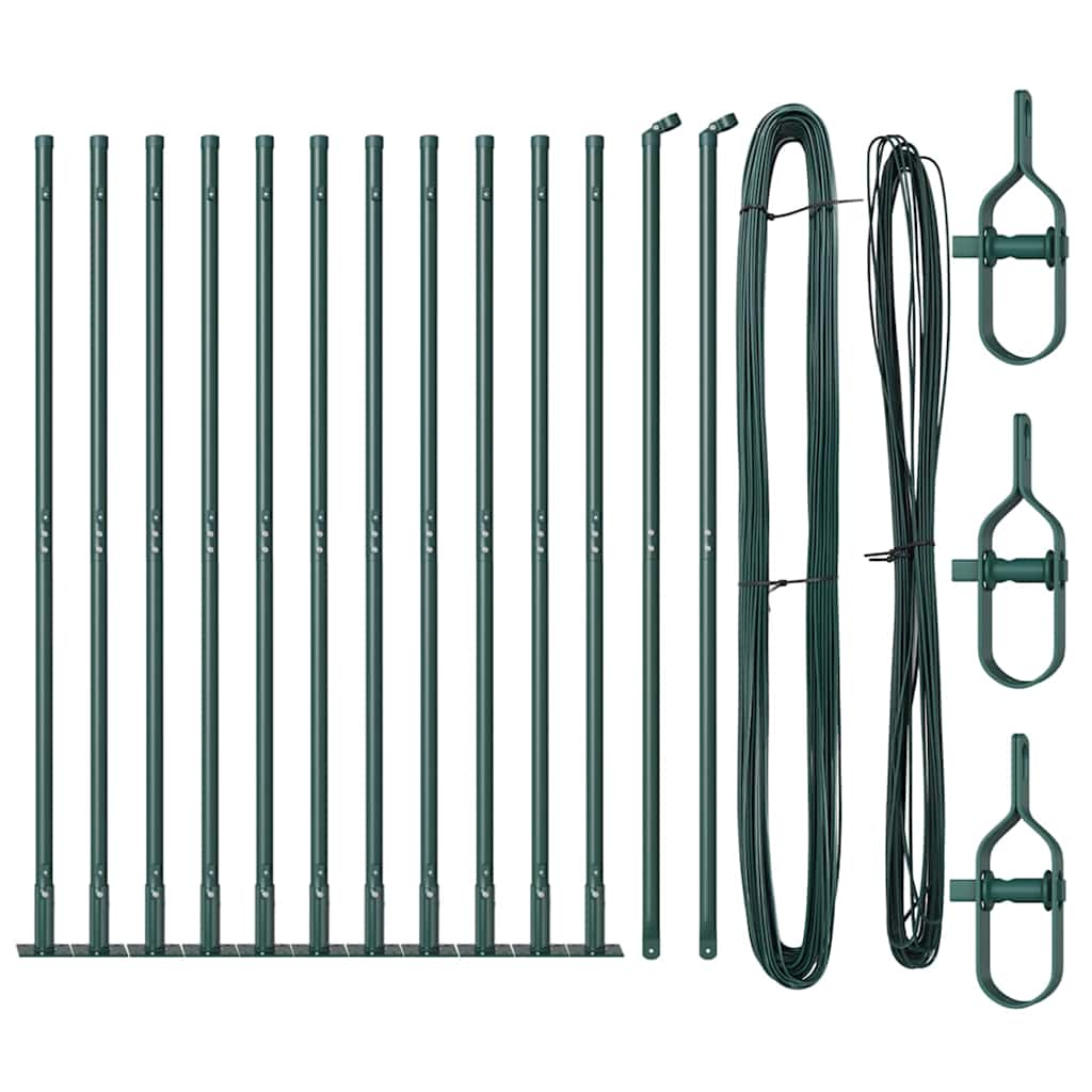 vidaXL Fence Post with Concrete Base 13 pcs Green Powder-Coated Steel 2