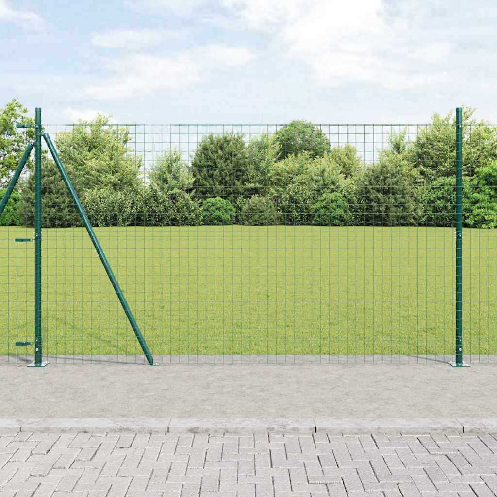 vidaXL Fence Post with Concrete Base 13 pcs Green Powder-Coated Steel 1