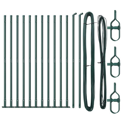 vidaXL Fence Post with Concrete Base 13 pcs Green Powder-Coated Steel 2