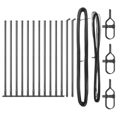 vidaXL Fence Post with Concrete Base 13 pcs Grey Powder-Coated Steel 5