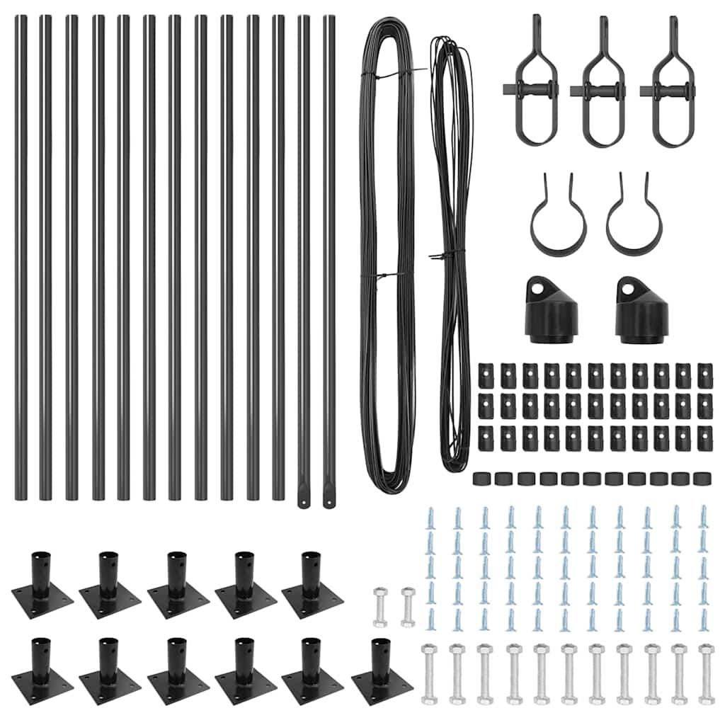 vidaXL Fence Post with Concrete Base 13 pcs Grey Powder-Coated Steel 6