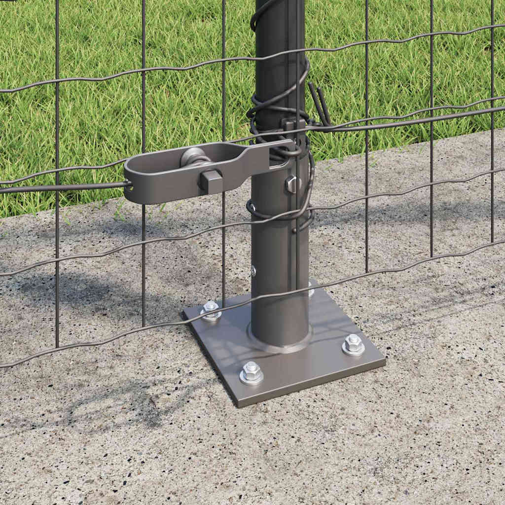 Fence Post with Concrete Base 13 pcs Powder-Coated Steel Grey 13x concrete post 130 cm