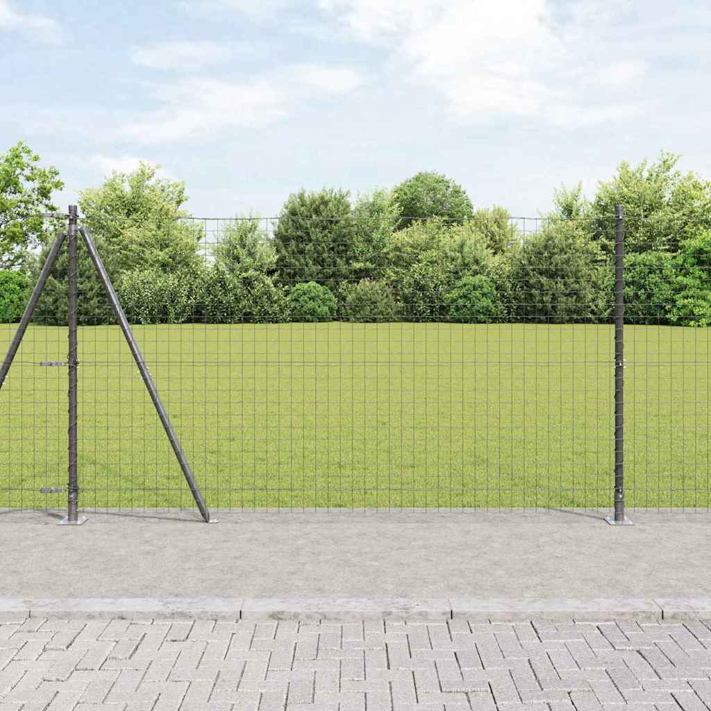 vidaXL Fence Post with Concrete Base 13 pcs Grey Powder-Coated Steel 1