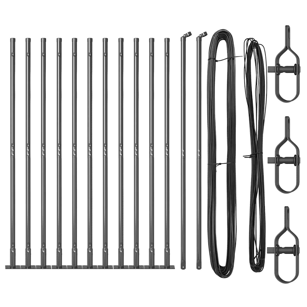 vidaXL Fence Post with Concrete Base 13 pcs Grey Powder-Coated Steel 2