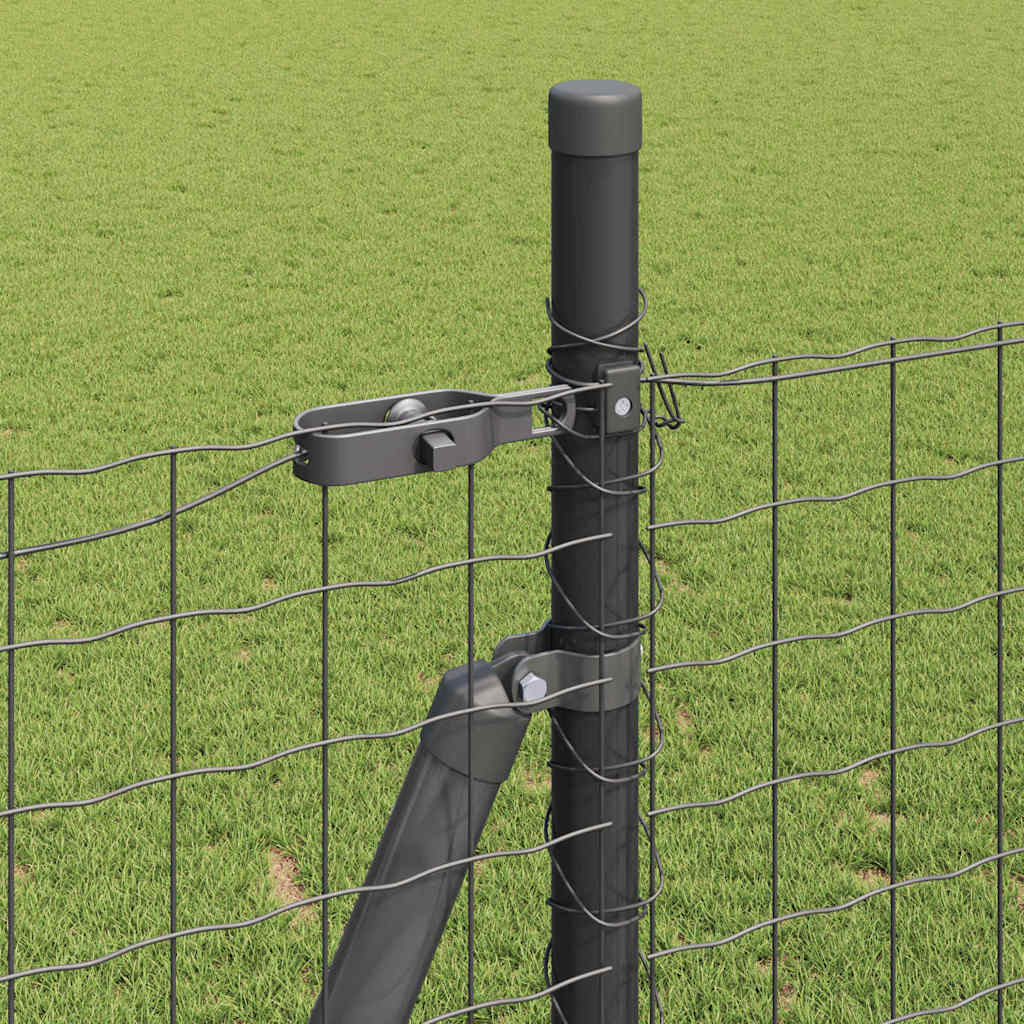 vidaXL Fence Post with Concrete Base 13 pcs Grey Powder-Coated Steel 4