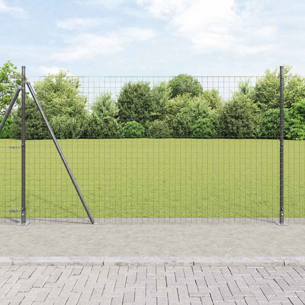 vidaXL Fence Post with Concrete Base 13 pcs Grey Powder-Coated Steel 1
