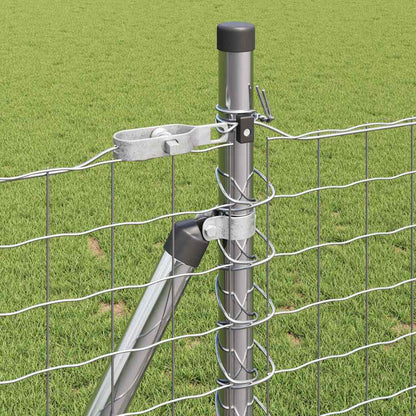 vidaXL Fence Post with Concrete Base 13 pcs Silver Powder-Coated Steel 4