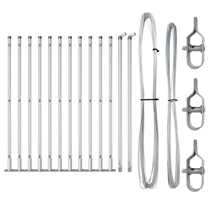 vidaXL Fence Post with Concrete Base 13 pcs Silver Powder-Coated Steel 2
