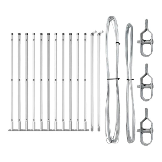 Fence Post with Concrete Base 13 pcs Silver Powder-Coated Steel Galvanised steel 13x concrete post 110 cm