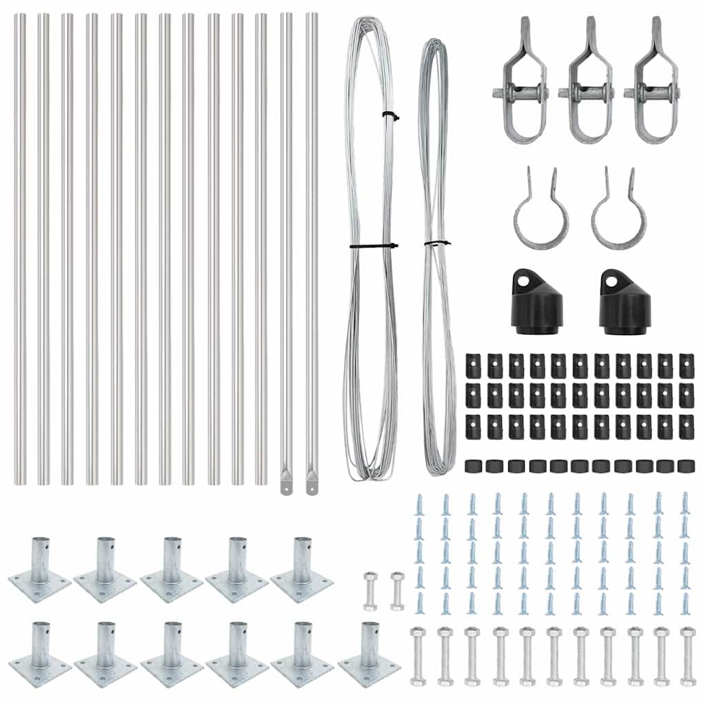 vidaXL Fence Post with Concrete Base 13 pcs Silver Powder-Coated Steel 5