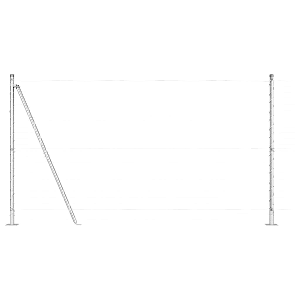 vidaXL Fence Post with Concrete Base 13 pcs Silver Powder-Coated Steel 2