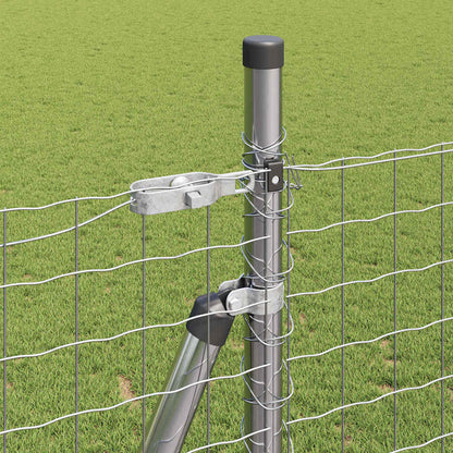 vidaXL Fence Post with Concrete Base 13 pcs Silver Powder-Coated Steel 4
