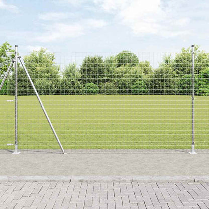 vidaXL Fence Post with Concrete Base 13 pcs Silver Powder-Coated Steel 1