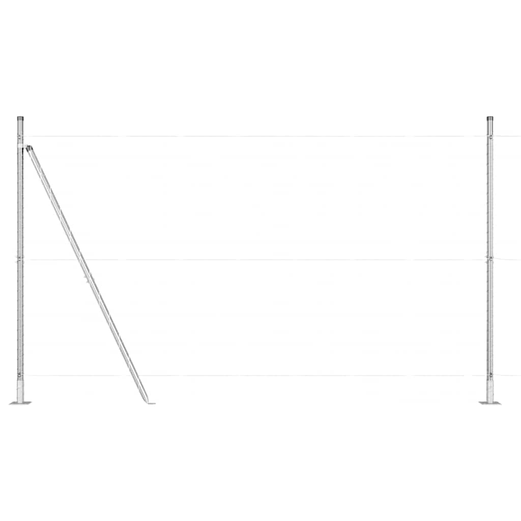 vidaXL Fence Post with Concrete Base 13 pcs Silver Powder-Coated Steel 2