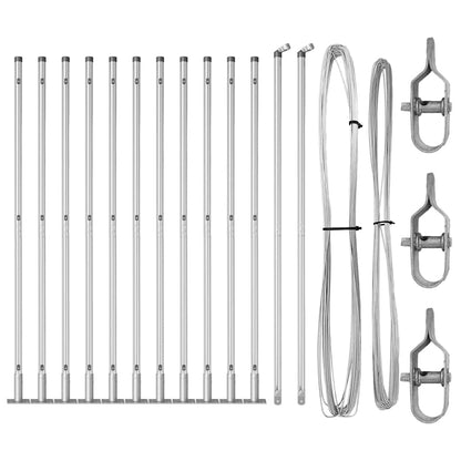 vidaXL Fence Post with Concrete Base 13 pcs Silver Powder-Coated Steel 5