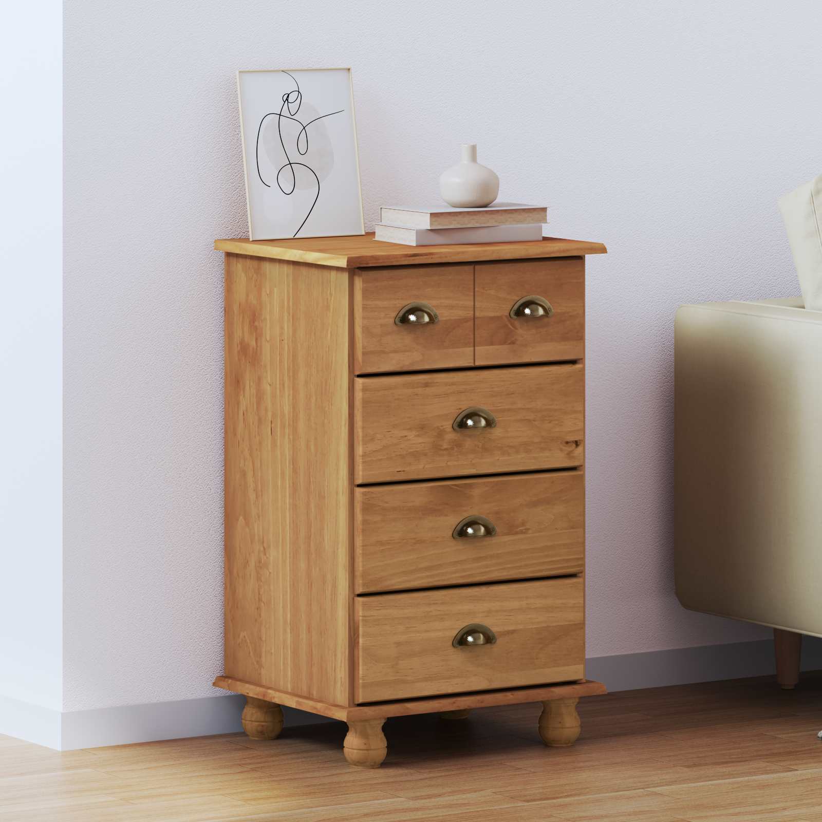 vidaXL Chest of Drawer 5-Drawer ASKIM Brown 48.5 x 40 x 79 cm 3