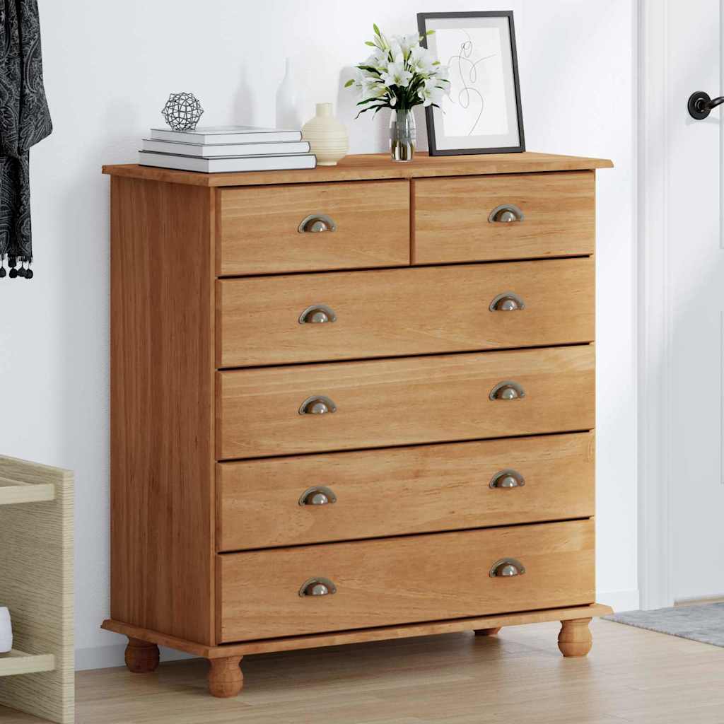 vidaXL Chest of Drawer ASKIM Brown 91 x 40 x 95.5 cm Solid Pine Wood 4