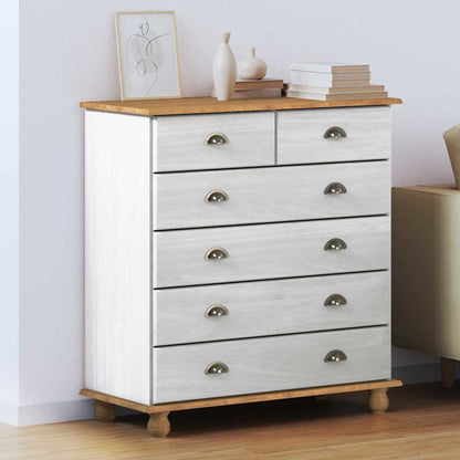 vidaXL Chest of Drawer ASKIM White 91 x 40 x 95.5 cm Solid Pine Wood 1