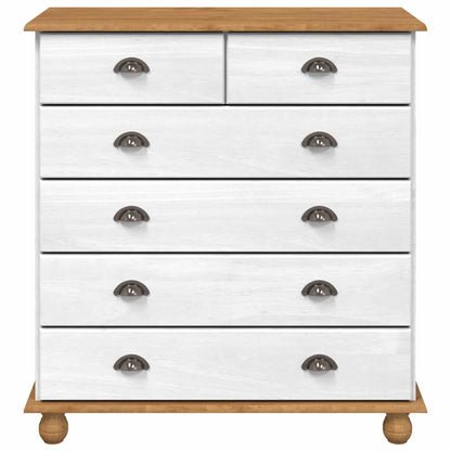 vidaXL Chest of Drawer ASKIM White 91 x 40 x 95.5 cm Solid Pine Wood 6