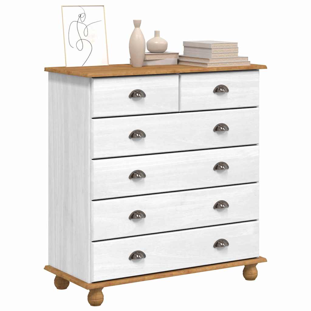 vidaXL Chest of Drawer ASKIM White 91 x 40 x 95.5 cm Solid Pine Wood 3