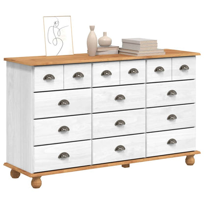vidaXL Chest of Drawer ASKIM White 79 x 40 x 133.5 cm Solid Pine Wood 3
