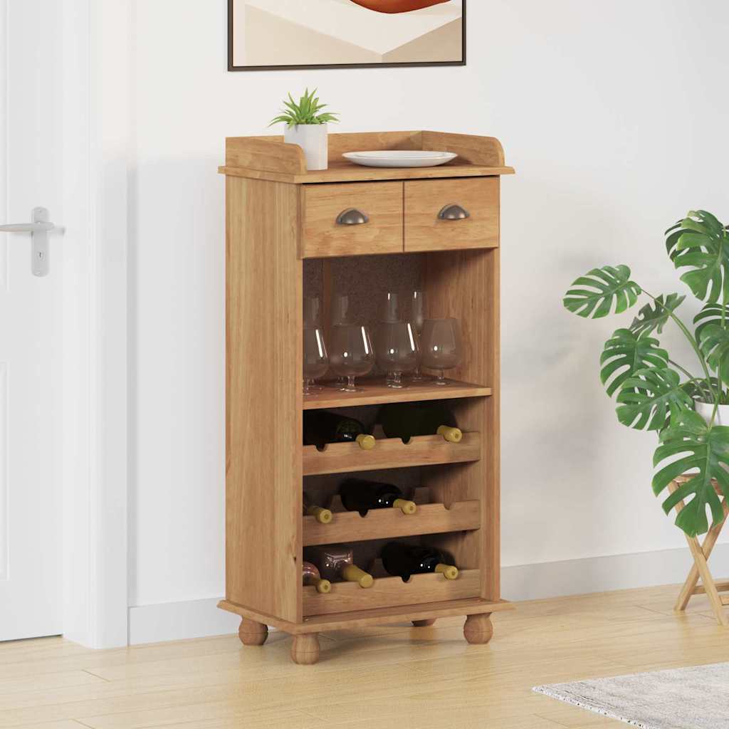 vidaXL Wine Cabinet ASKIM Honey Wax 57 x 37 x 114 cm Solid Pine Wood 1