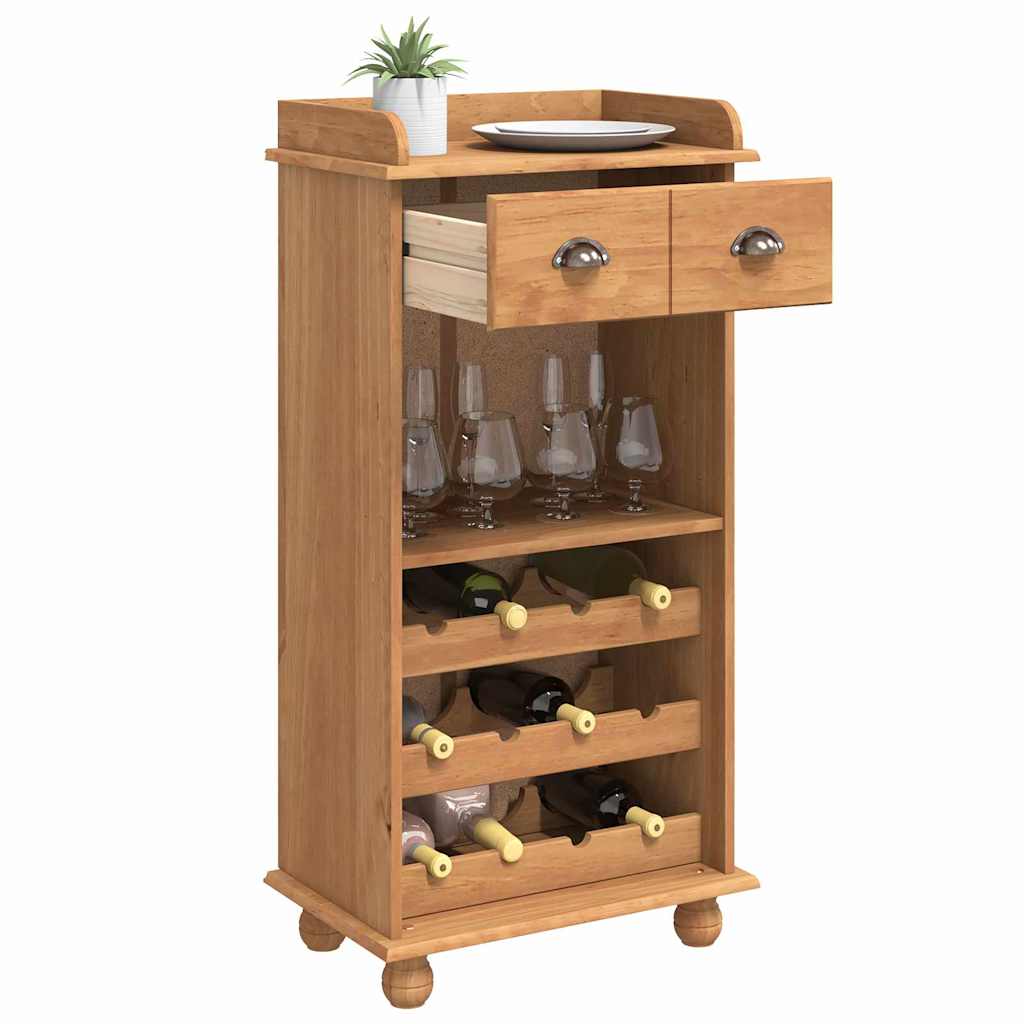 vidaXL Wine Cabinet ASKIM Honey Wax 57 x 37 x 114 cm Solid Pine Wood 3