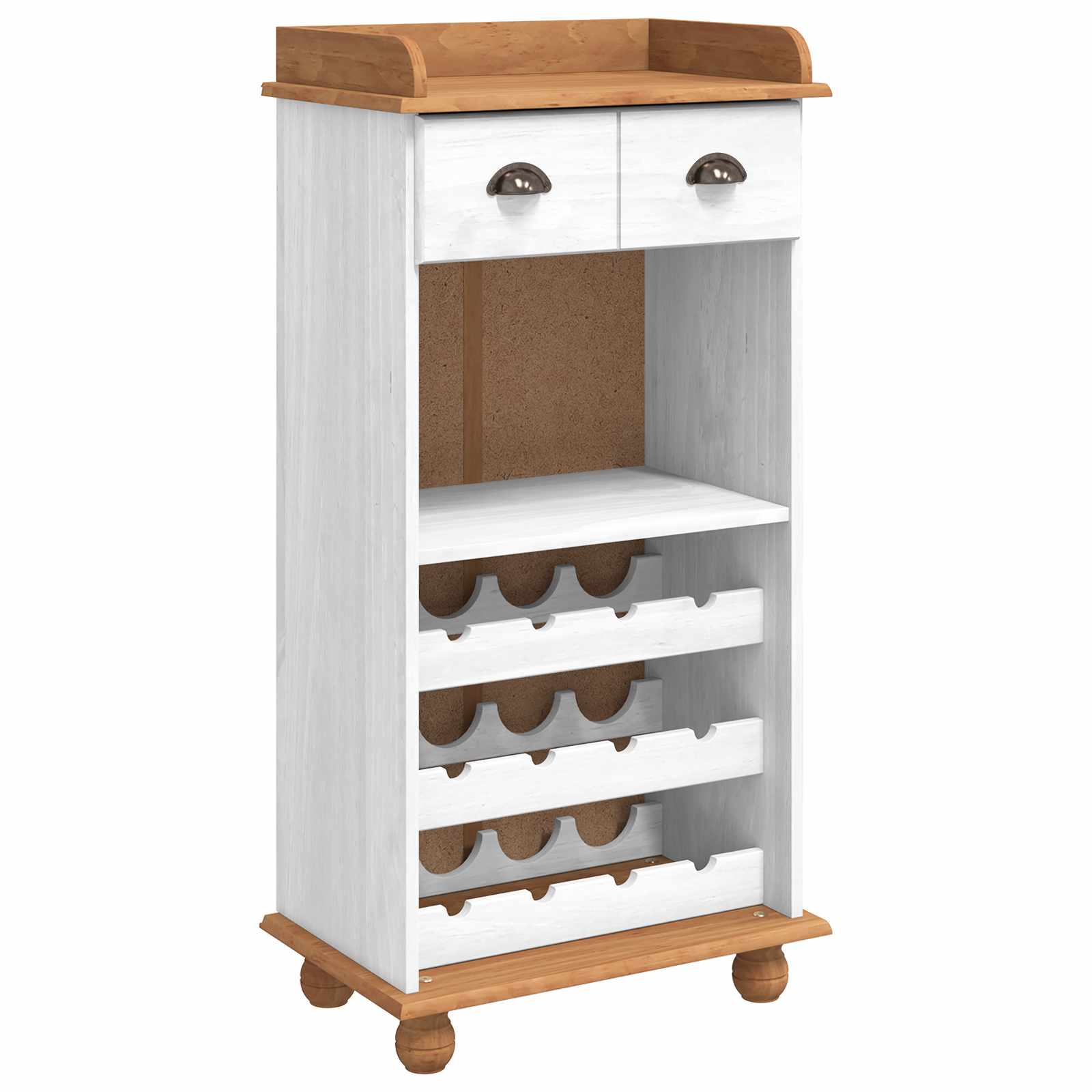 vidaXL Wine Cabinet ASKIM White with Honey Top 57 x 37 x 114 cm 1