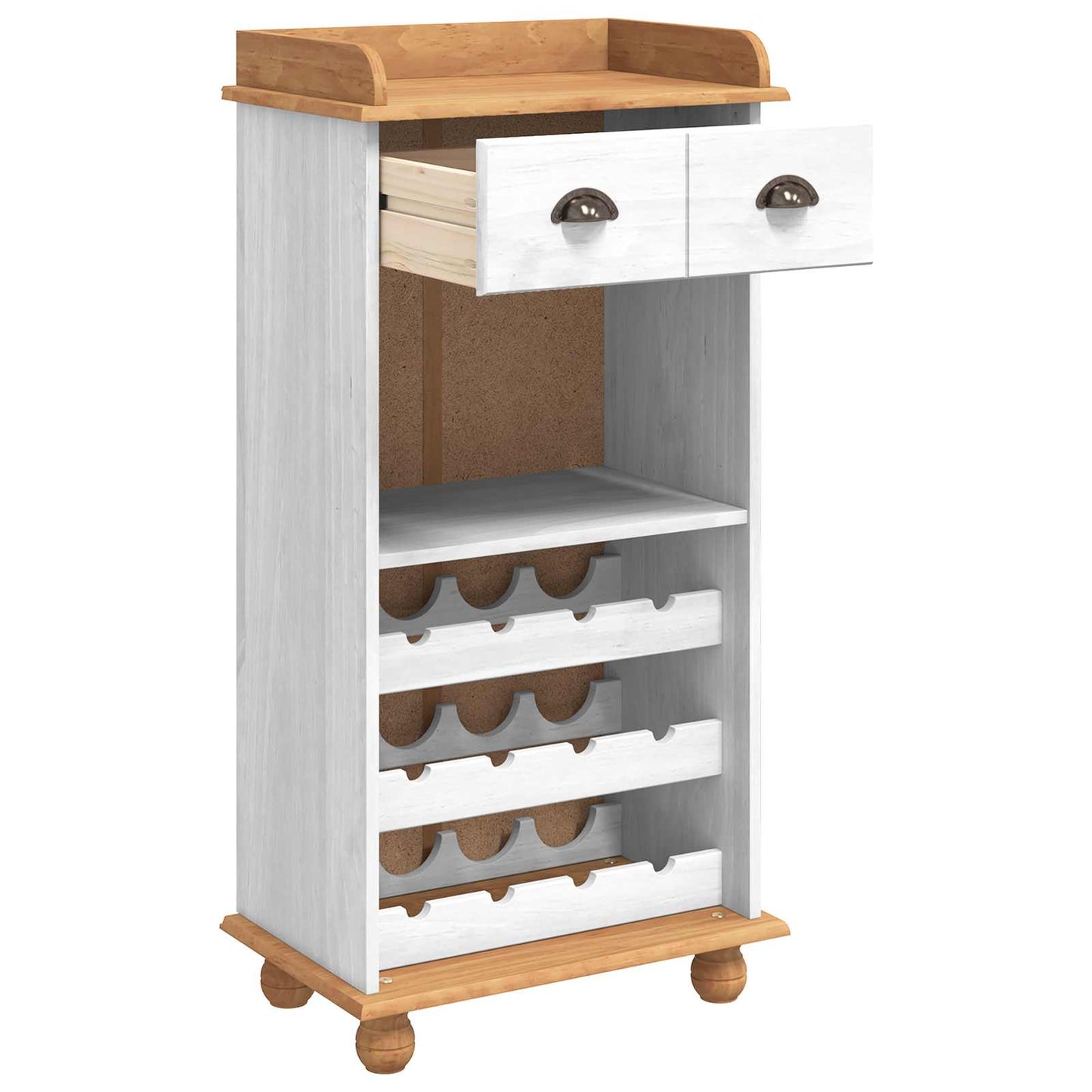 vidaXL Wine Cabinet ASKIM White with Honey Top 57 x 37 x 114 cm 3