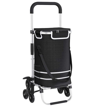 vidaXL Shopping Trolley 1 Black 47 x 39 x 100.5 cm Oxford fabric 2