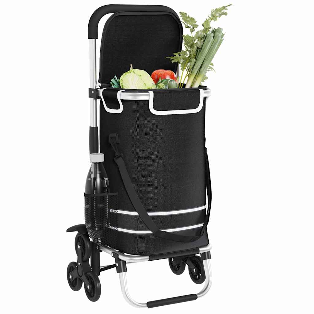 vidaXL Shopping Trolley 1 Black 47 x 39 x 100.5 cm Oxford fabric 3