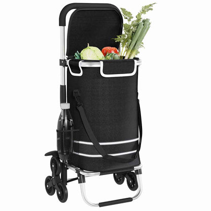 vidaXL Shopping Trolley 1 Black 47 x 39 x 100.5 cm Oxford fabric 4