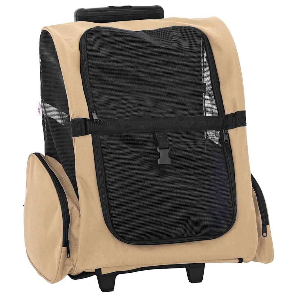 vidaXL Pet Trolley 3-in-1 Design Sand 48x32x(57-106) cm Oxford Fabric 1