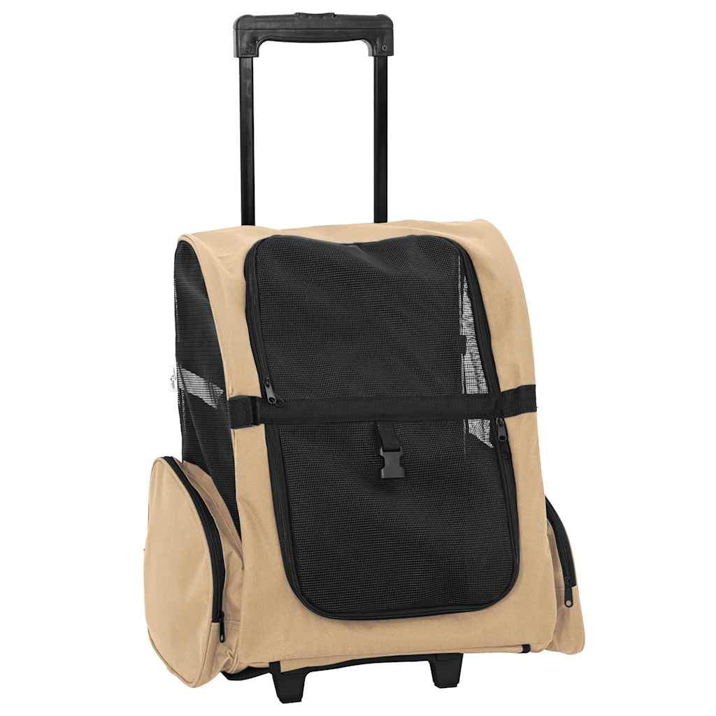 vidaXL Pet Trolley 3-in-1 Design Sand 48x32x(57-106) cm Oxford Fabric 2