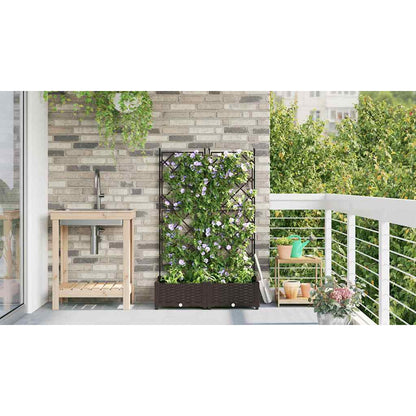 vidaXL Garden Planter 2 pcs Brown 80 x 40 x 125.5 cm PP 4