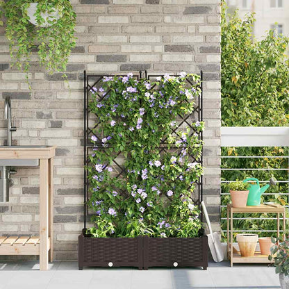 vidaXL Garden Planter 2 pcs Brown 80 x 40 x 125.5 cm PP 1