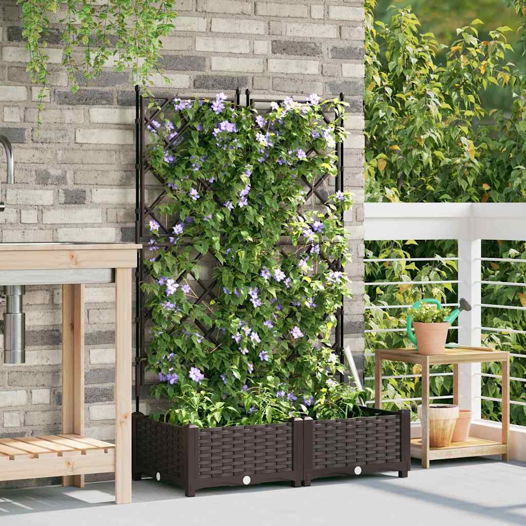 vidaXL Garden Planter 2 pcs Brown 80 x 40 x 125.5 cm PP 3