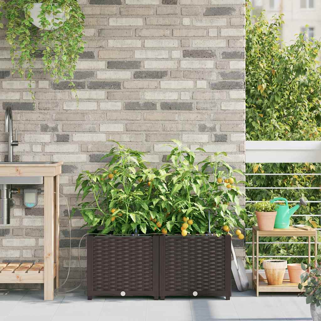 vidaXL Garden Planter 2 pcs Brown 80 x 40 x 37.5 cm PP 1