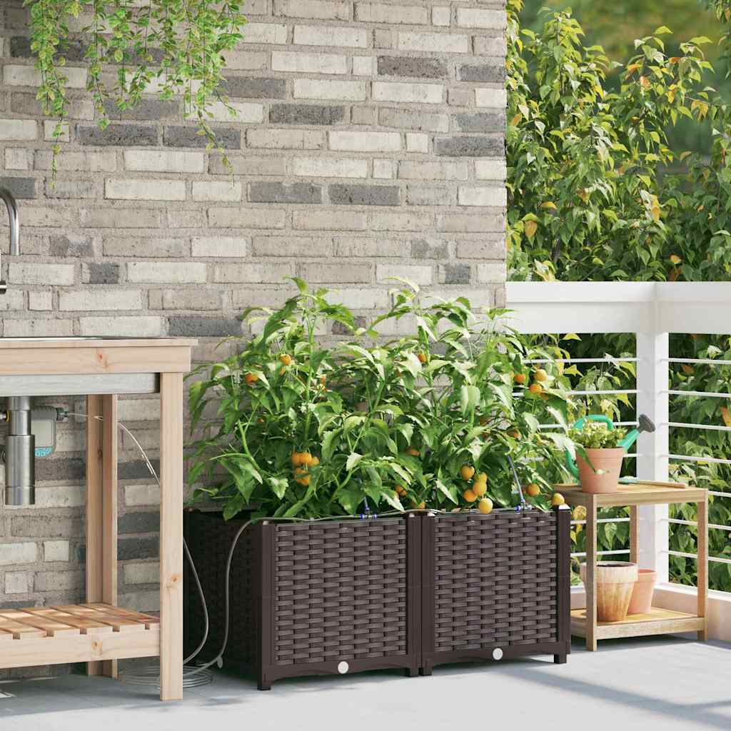 vidaXL Garden Planter 2 pcs Brown 80 x 40 x 37.5 cm PP 3