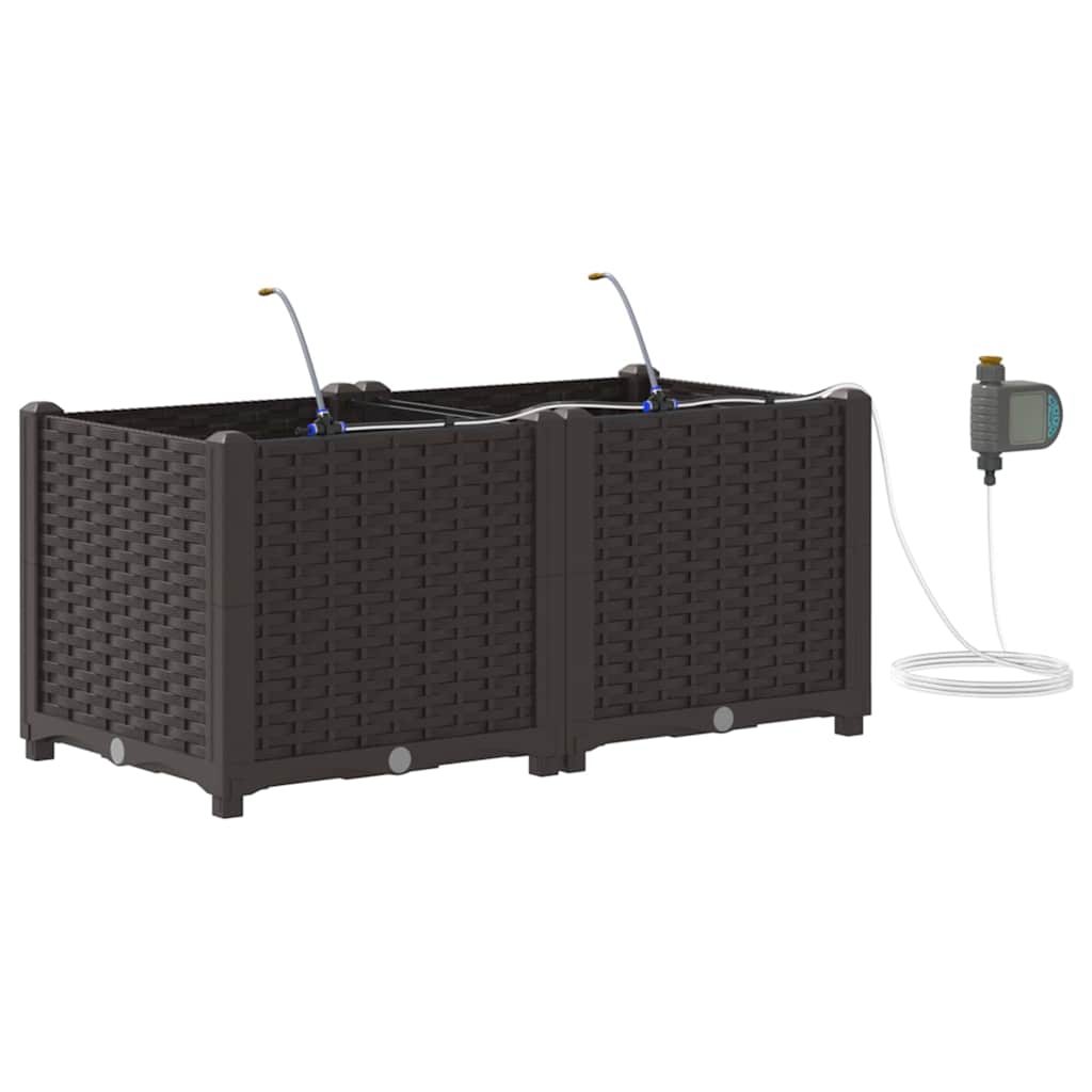 vidaXL Garden Planter 2 pcs Brown 80 x 40 x 37.5 cm PP 2