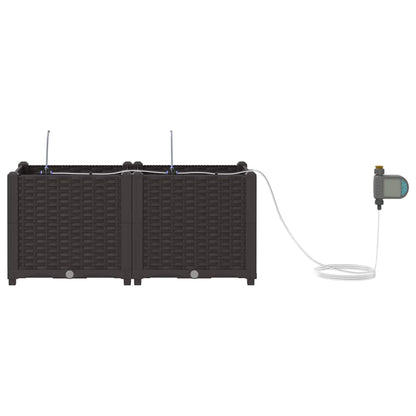 vidaXL Garden Planter 2 pcs Brown 80 x 40 x 37.5 cm PP 6