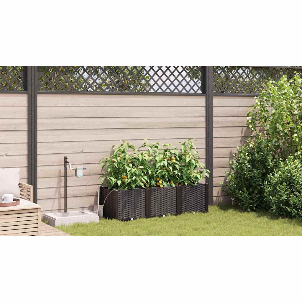 vidaXL Garden Planter 3 pcs Brown 120 x 40 x 37.5 cm PP 4