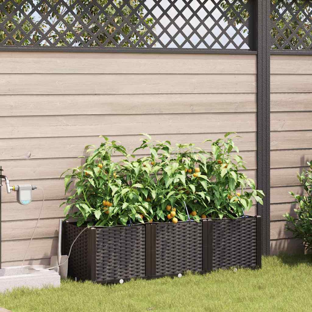 vidaXL Garden Planter 3 pcs Brown 120 x 40 x 37.5 cm PP 1