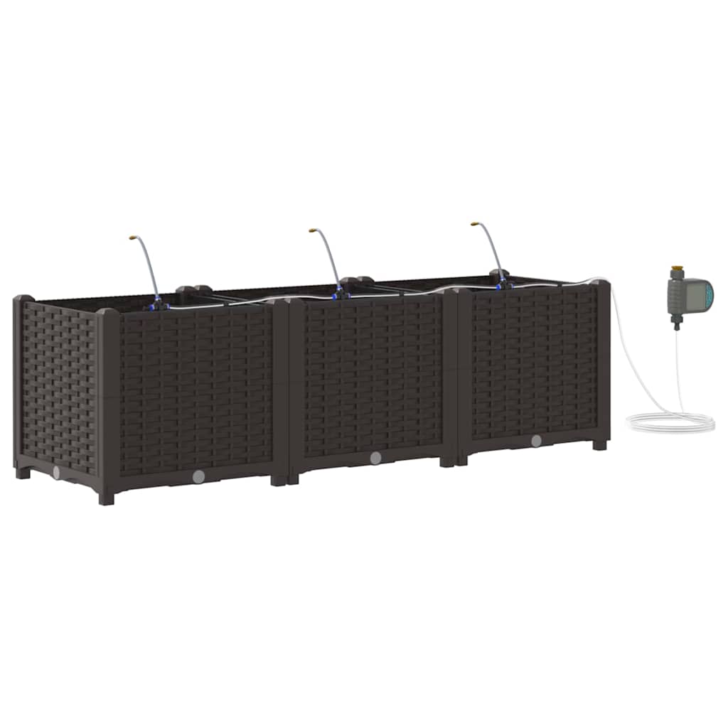 vidaXL Garden Planter 3 pcs Brown 120 x 40 x 37.5 cm PP 2