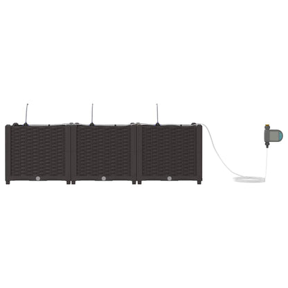 vidaXL Garden Planter 3 pcs Brown 120 x 40 x 37.5 cm PP 6